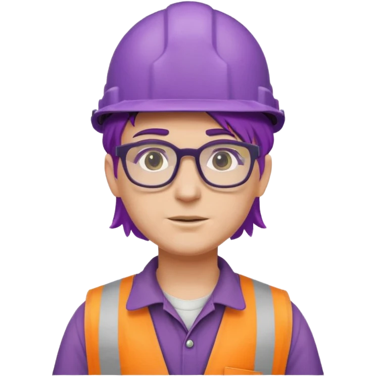 purple haired construction worker with spectacles emoji