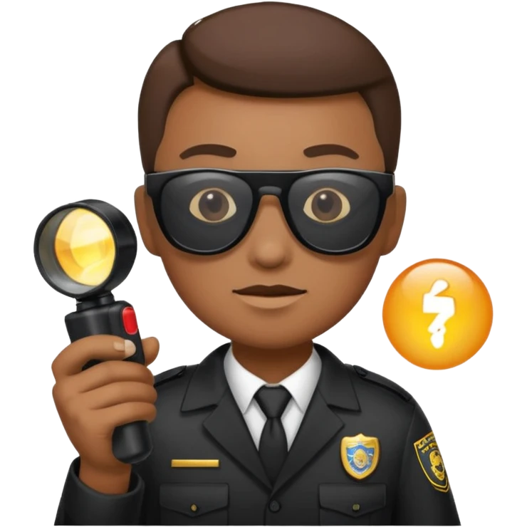 school security, sun glasses, holding flashlight emoji