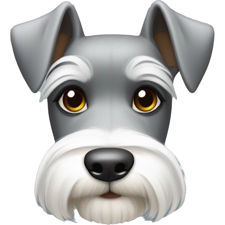 miniature schnauzer that is gray and white with brown eyes emoji
