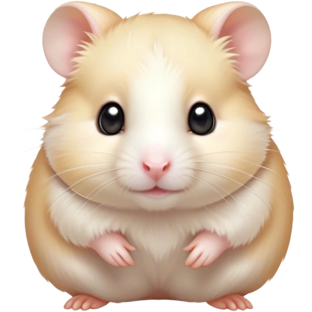 Cinematic Cute Cream Hamster Portrait Emoji, Head tilted playfully and inquisitively, featuring a silky, pristine cream fur with a gentle sheen, round, sparkling dark eyes filled with curiosity, Simplified yet irresistibly adorable features, highly detailed, glowing with a warm, friendly glow, high shine, affectionate and lively, stylized with a touch of whimsy, bright and endearing, soft glowing outline, capturing the essence of a mischievous yet loving hamster, so playful it feels like it could dash out of the screen and into your arms! emoji
