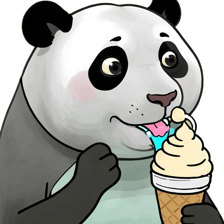 Panda eating ice cream emoji