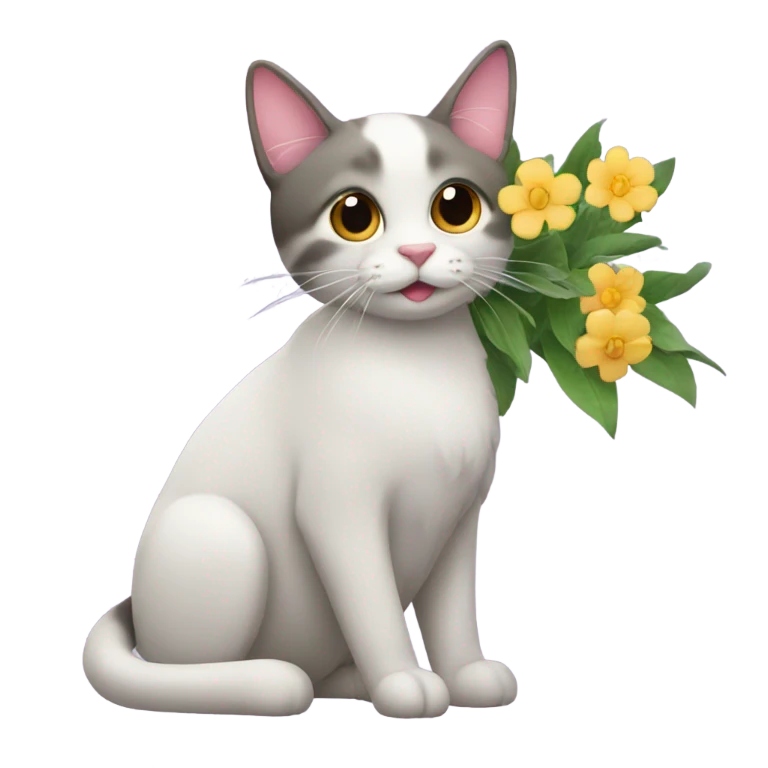 Una gata con flores emoji
