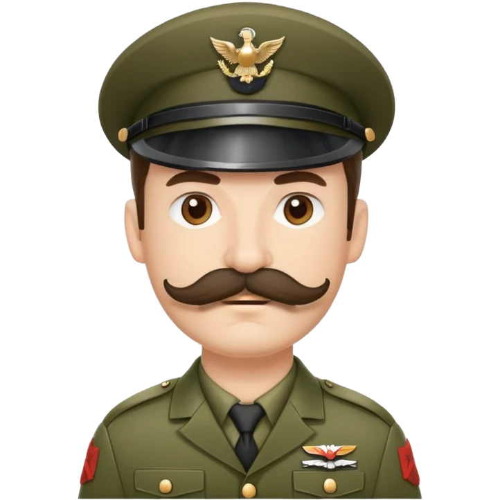 Soldier with a thick handlebar mustache wearing a military helmet emoji