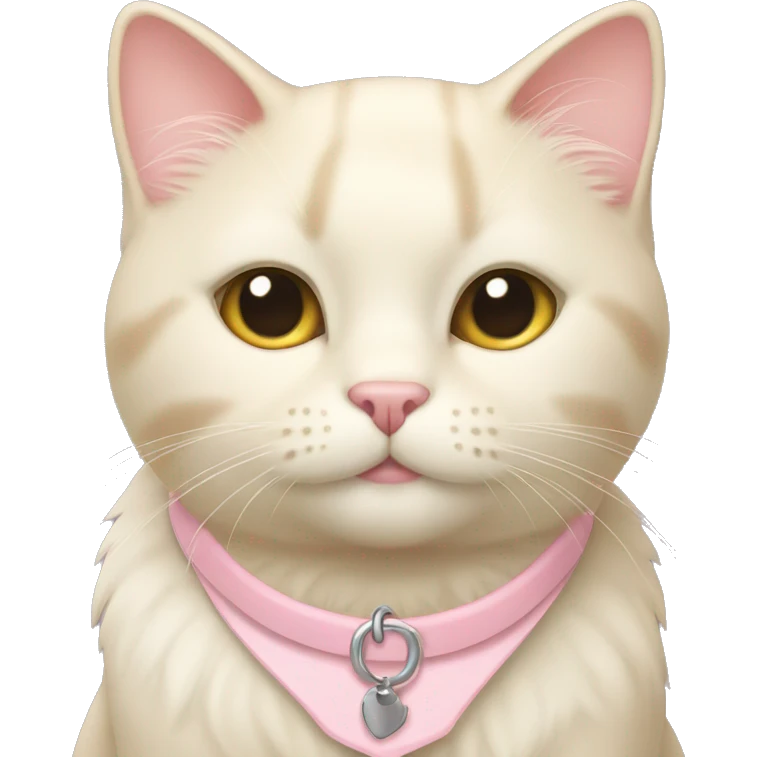 cream cat with light pink collar sitting emoji