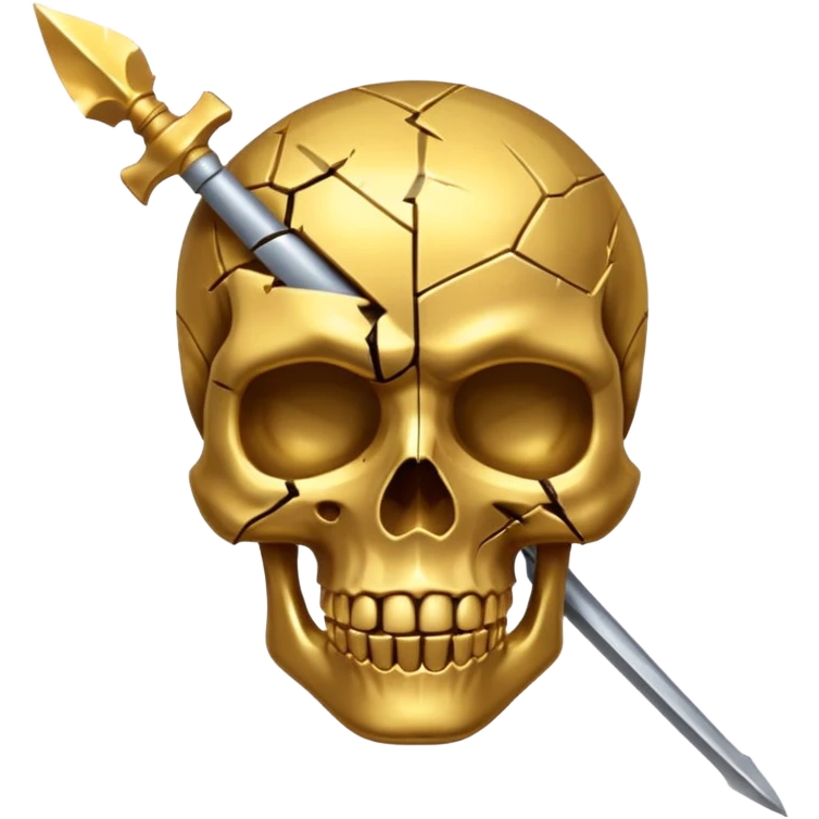 broken gold skull by a spear emoji