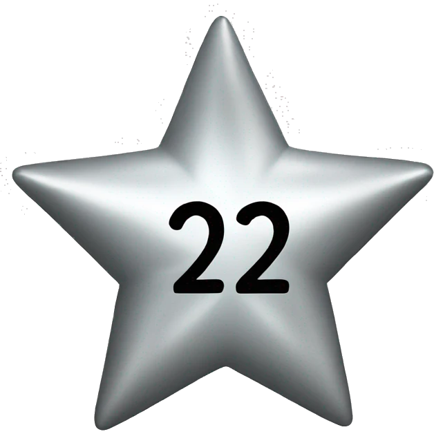 A star colored in silver and a number 2 in emoji
