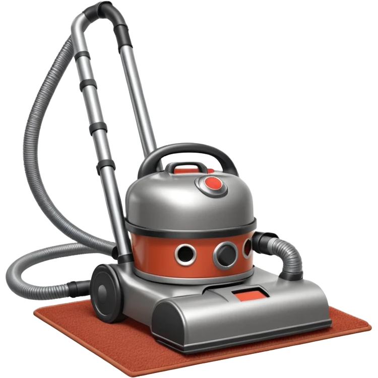 vintage vacuum cleaner cleaning dust from a carpet, old-fashioned design, metal body, visible dust being sucked in, classic household appliance, retro style, 3D cartoon, mobile game icon style, centered, clean background, no people, no animals, no text, no watermark
 emoji