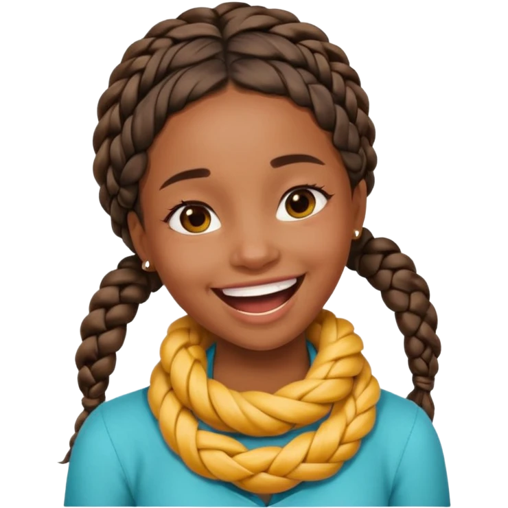 black girl with 2 braids crossing wrapping dang around neck laughing  emoji