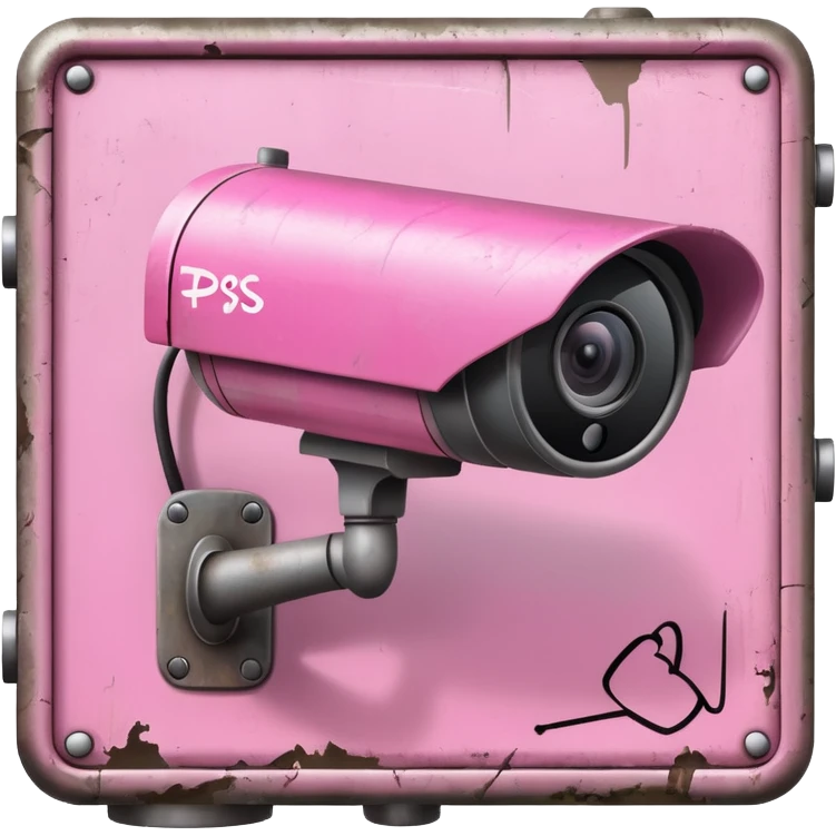 Security Camera pink with graffity emoji