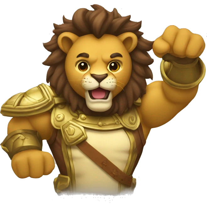 leão bravo segurando um escudo emoji