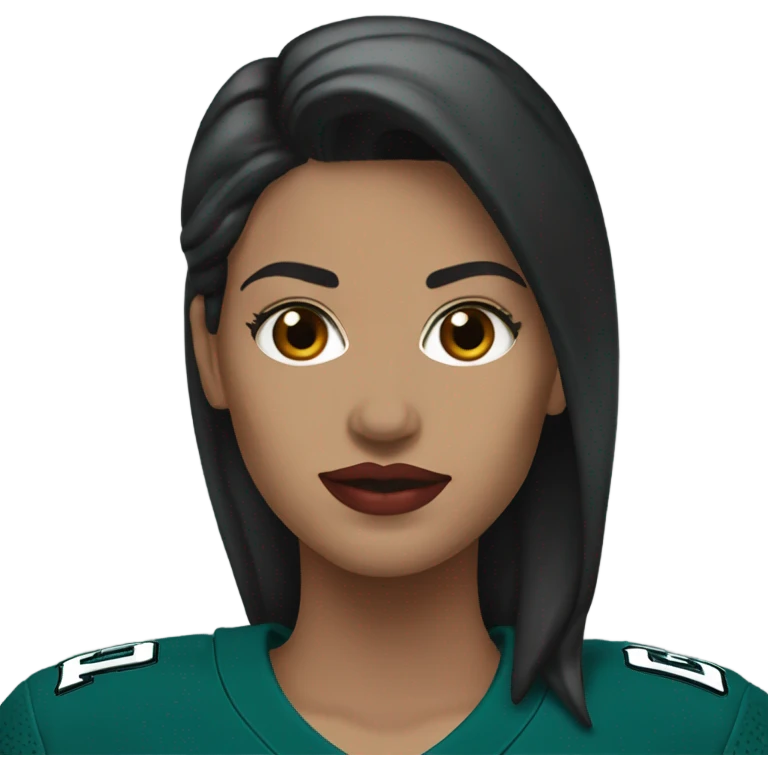  White female dark hair red lips wearing Philadelphia Eagles jersey emoji