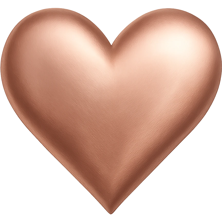 heart with a metallic rose gold finish, digital illustration, no background emoji