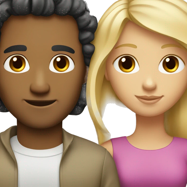 Blonde straight hair girl couple with man black curly hair tanned emoji