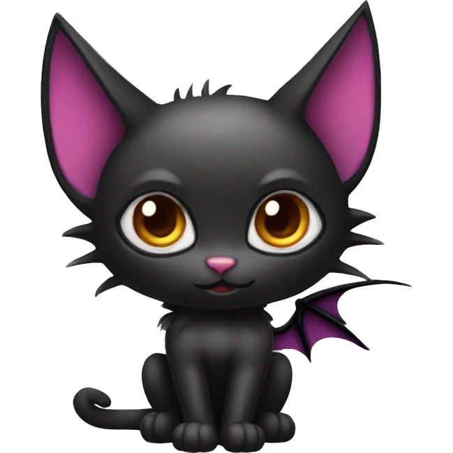 Black-Vampire-Batty-Cat-Fakémon-Cat With Bat-wings as ears  emoji