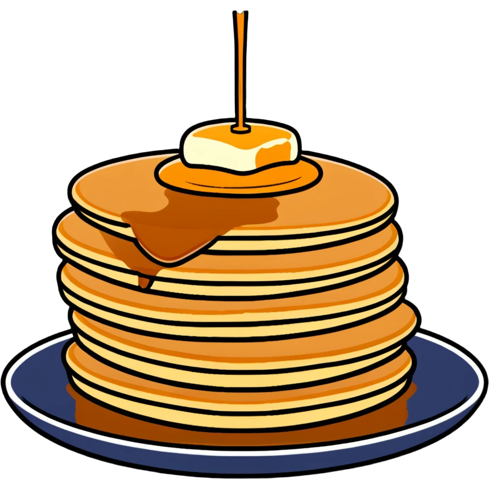 stack of pancakes with maple syrup emoji