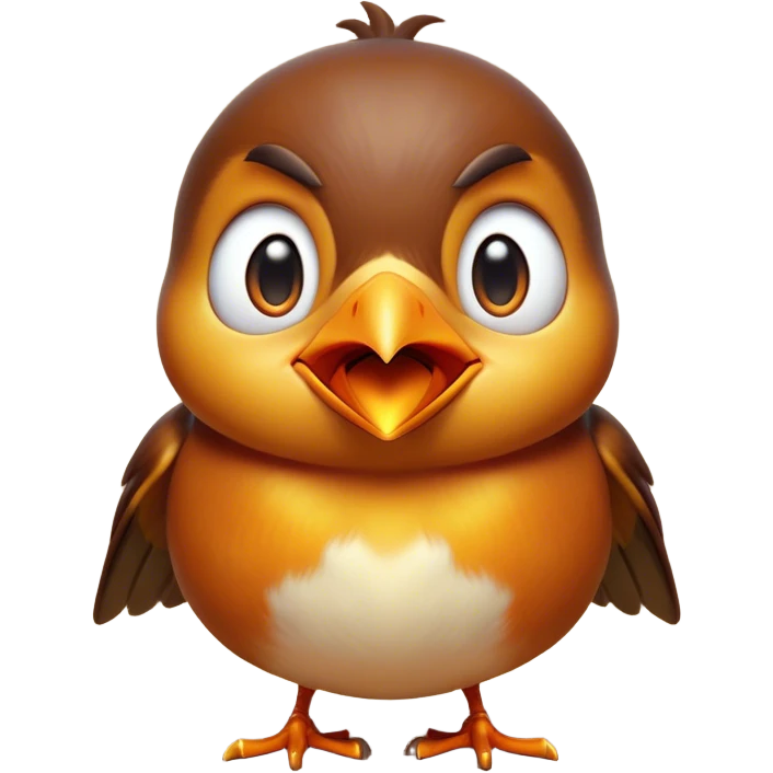 Cinematic Comical Robin Portrait Emoji, Head tilted dramatically with an exaggeratedly shocked expression, featuring a petite, vibrant form with wide, comically expressive eyes full of playful disbelief and a subtly animated beak, Simplified yet hilariously expressive features, highly detailed, glowing with a slightly sassy glow, high shine, dramatic yet playful, stylized with an air of cheeky woodland mischief, soft glowing outline, capturing the essence of a meme-worthy robin that looks ready to side-eye its way into viral fame! emoji