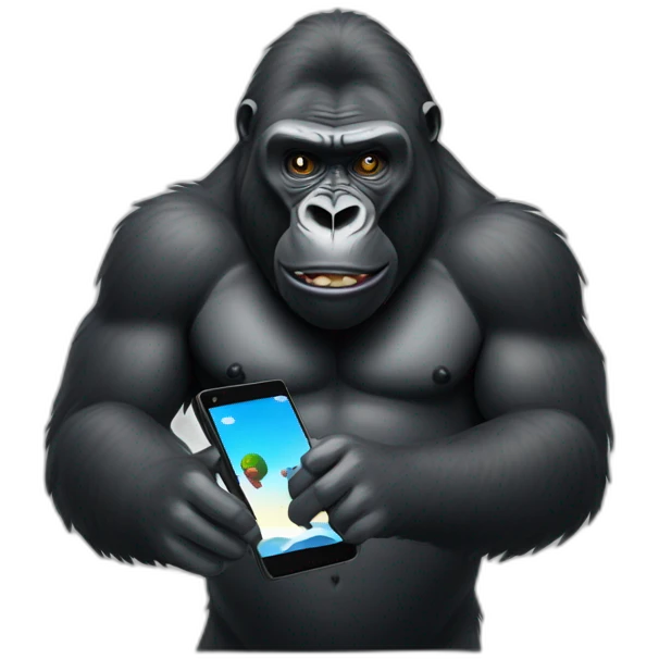 Gorilla holding a Google Pixel phone emoji