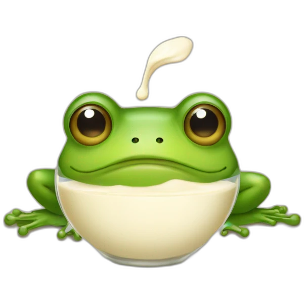 frog with a soy milk emoji