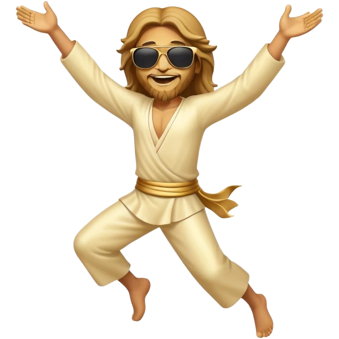 dancing figure of rejoicing Jesus with  sunglases golden  emoji