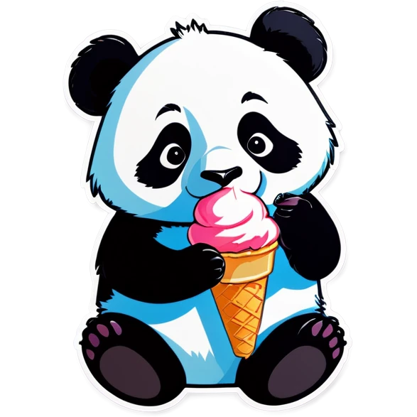 Panda eating ice cream emoji