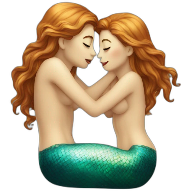 Mermaids kissing emoji