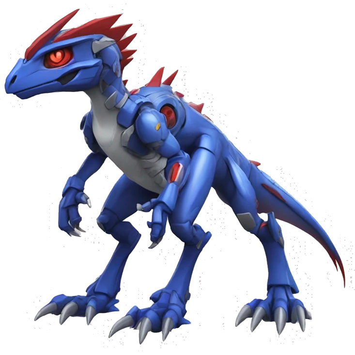  Cool Edgy Blue Red Digimon-Fakemon-Guilmon-Velociraptor-Dragon-Mecha full body emoji