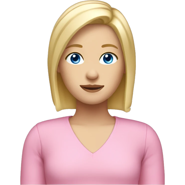 blond bob hair, fair skin, blue eyes, pink top emoji