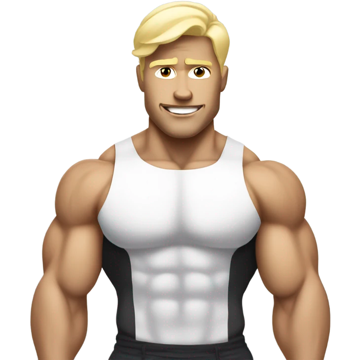 hyper muscular white bodybuilder with blonde hair emoji