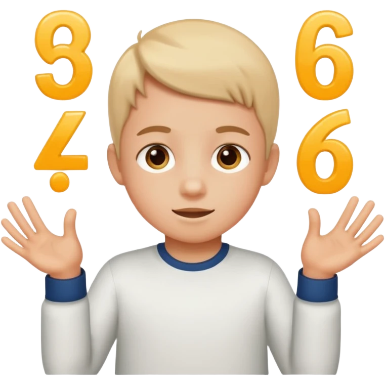 Kid shuffling the numbers 6 and 7 emoji