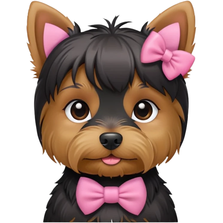 Little Black Yorkshire Terrier, it’s a girl, with little pink bow on her head  emoji