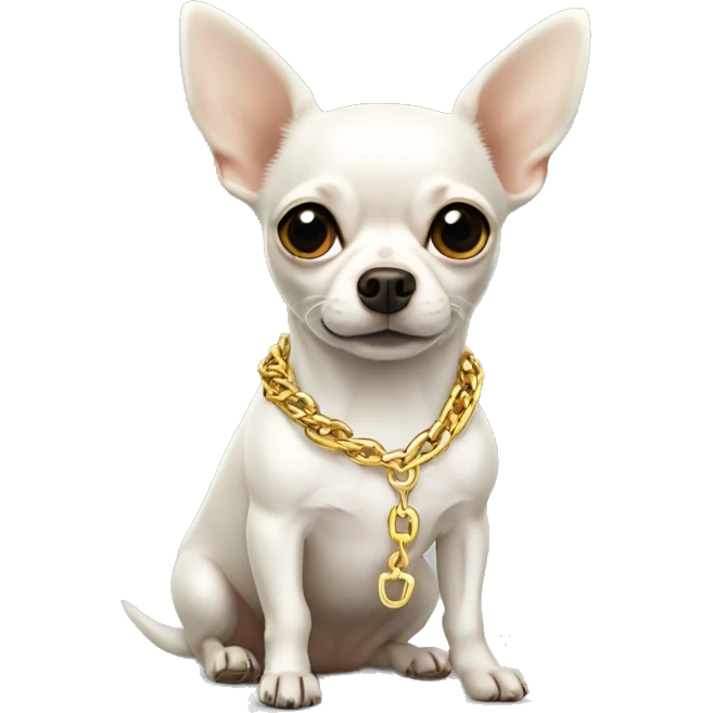 White chihuahua with gold chain emoji