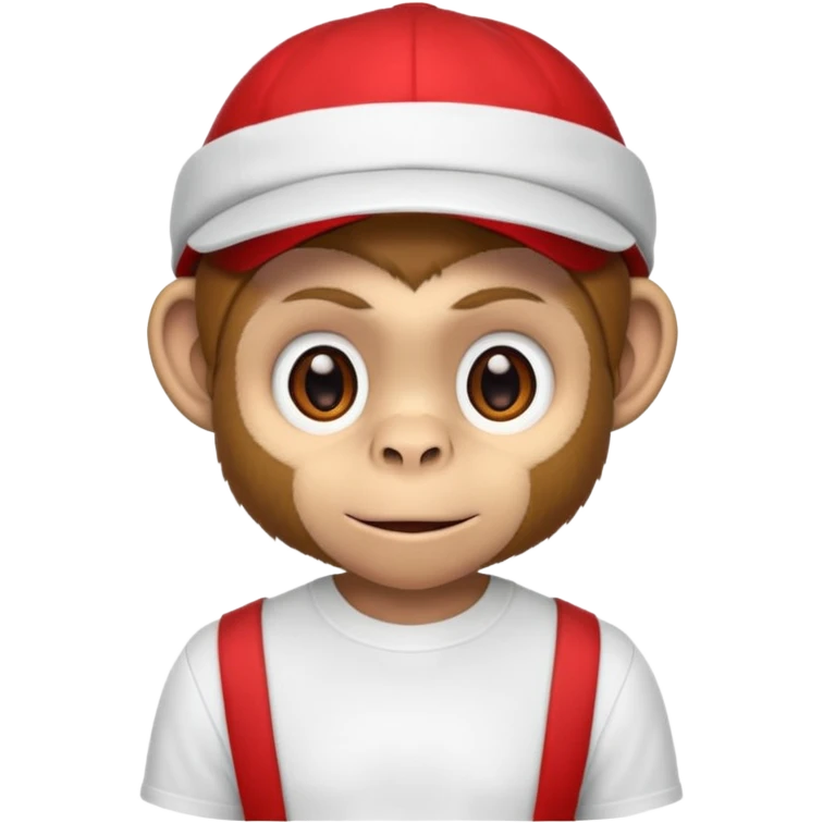 Macaco de camisa branca e boné vermelho  emoji