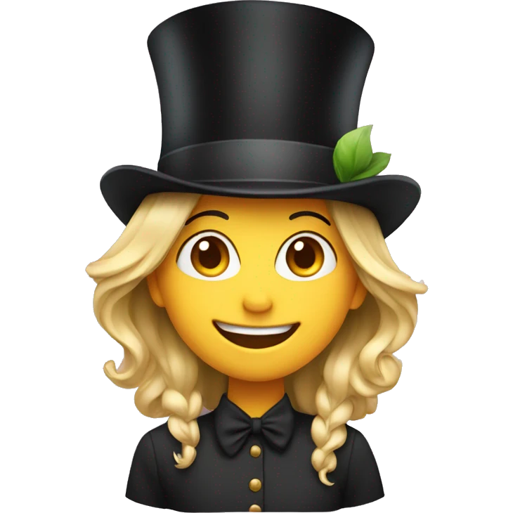 happy girl in top hat emoji