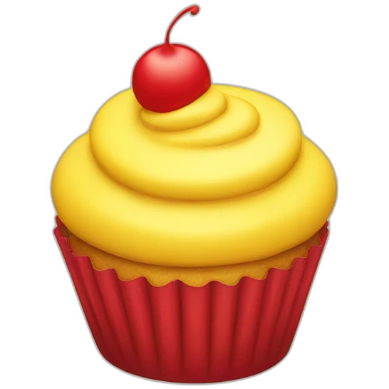 Happy red and yellow cupcake  emoji