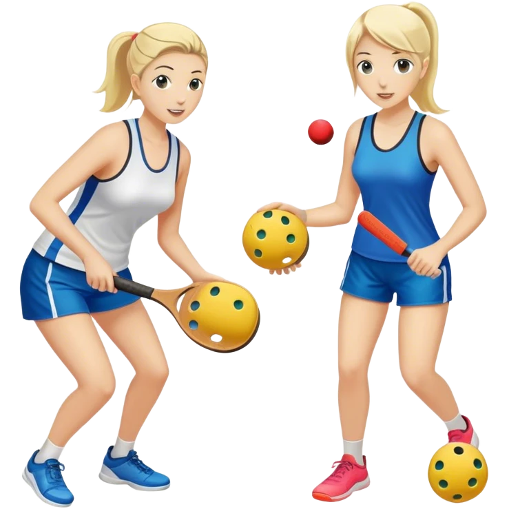 Sisters playing pickleball emoji