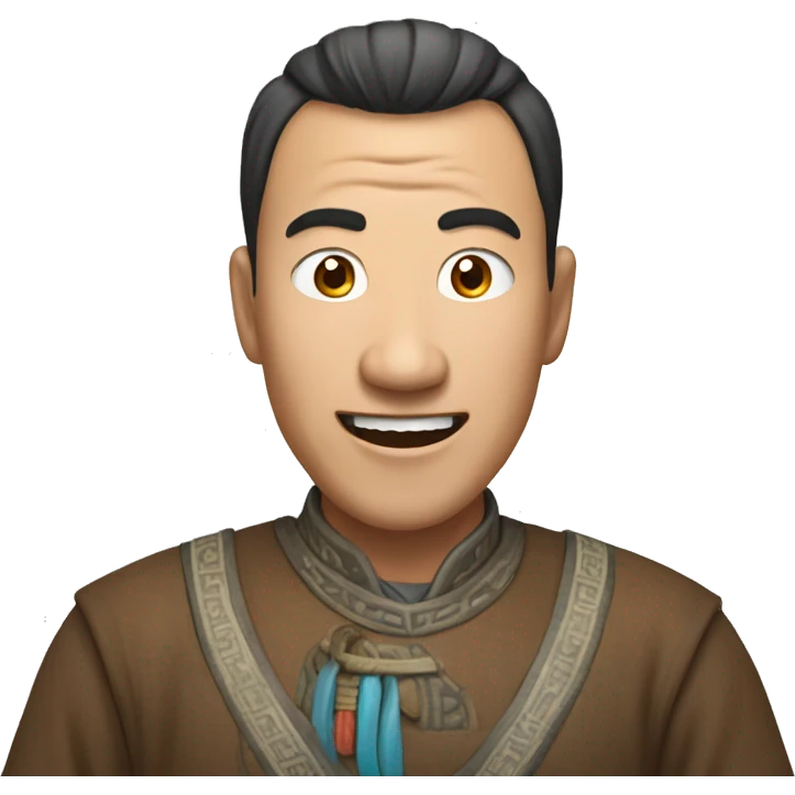 Smiling Mongolian man have a surprised  emoji