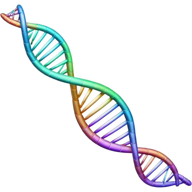 DNA strand above a paper sheet emoji