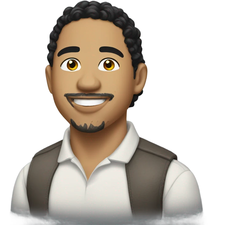 Anthony Ramos with facial hair smiling emoji