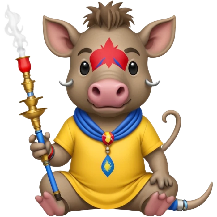 Warthog with a hookah and an ecuadorian flag on his shirt emoji