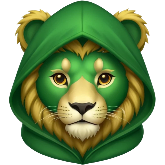 green Hooded lion  emoji