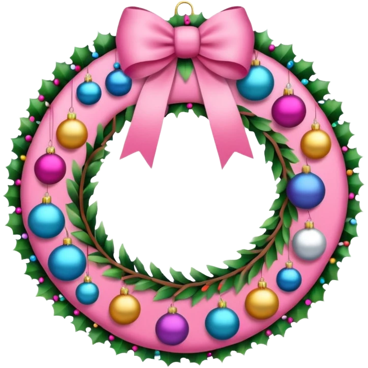 pink christmas wreath emoji