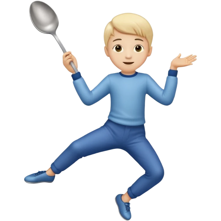 Little boy dancing in a life sized spoon emoji