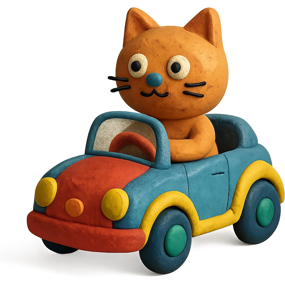 cat in a colorful car emoji