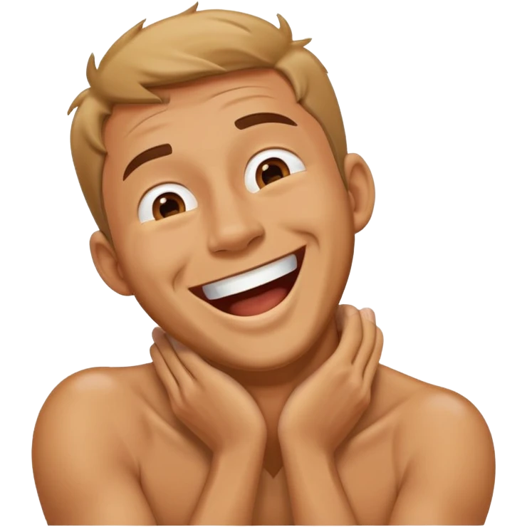 Man holding his neck while laughing emoji