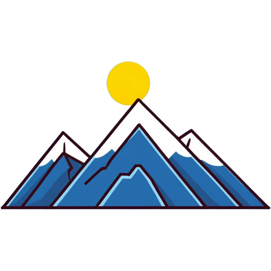 An eight-pointed star with wide wings, colored yellow, featuring a simple mountain silhouette in the center emoji