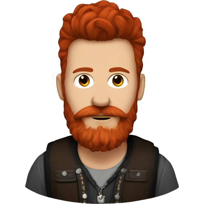 Baltic German Russian Métis Country Punk Guy, Black Auburn Hair, Close Trimmed Red Beard emoji
