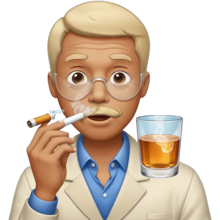 Man smoking from glass pong , the pong in his mouth (like this pong ⚗️) emoji