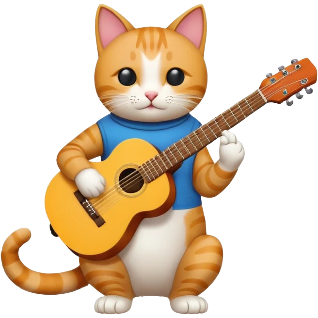 cat playing guitar, minimal, bold, website icon emoji