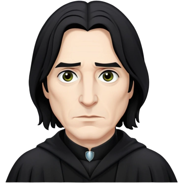Severus Snape with black hair, hooked nose, dark eyes, wearing black robes emoji