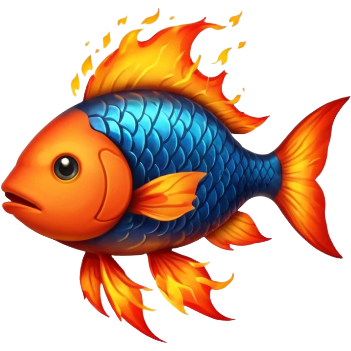 fire elemental fish with fire effects emoji